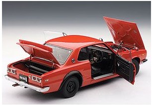 絶版 新品 未展示 AUTOart 1/18 ダイキャスト 日産 スカイライン HT 2000 GT-R(KPGC10) ノーマル レッド 赤 ハコスカ オートアート_画像4