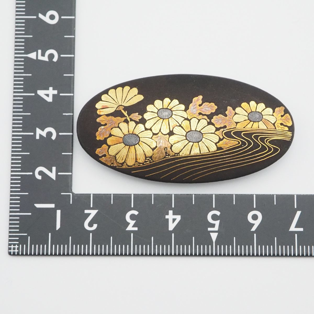 U312 アンティーク 金工 象嵌 花柄 モチーフ 帯留め 和装小物 U312 アンティーク 金工 象嵌 花柄 モチーフ 帯留め 和装小物