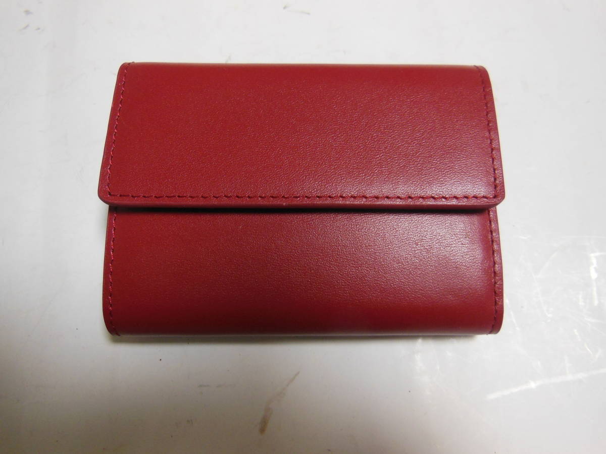  unused goods LUSSOruso for man compact three folding purse * change purse . equipped original leather * all leather red free shipping 