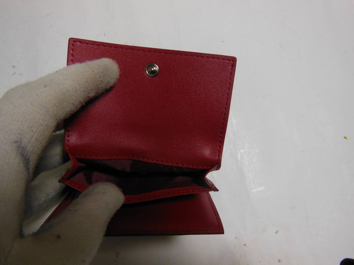  unused goods LUSSOruso for man compact three folding purse * change purse . equipped original leather * all leather red free shipping 