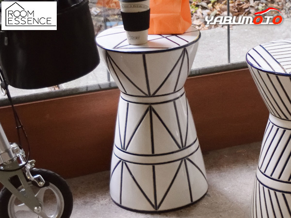 東谷 スツール ホワイト φ30×H45 CLY-21C 陶器製 オブジェ 花台 屋外 屋内 トライバル シンプル ポップ 個性的 メーカー直送 送料無料_画像1