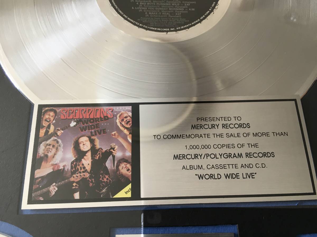 SCORPIONS WORLD WIDE LIVE プラチナディスク　USA_画像2