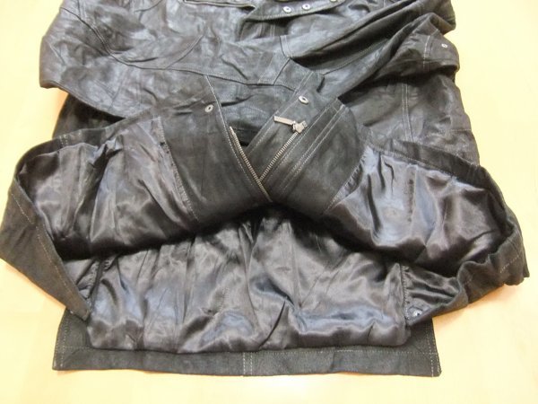 MEN　PLUS　イタリア製　レザーライダースジャケット　黒　９０ｓ　Vintage 　総柄　３Lサイズ相当　フルジップアップ　