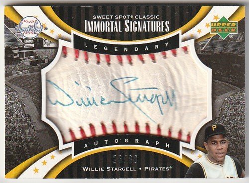 2007 UD SWEET SPOT CLASSIC IMMORTAL SIGNATURES Willie Stargell Auto LEATHER BALL #/30 PIRATES LEGEND HOF (故人)