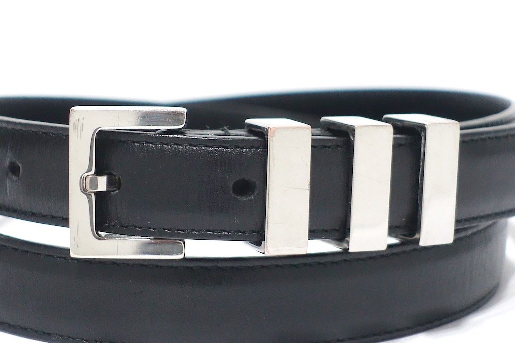 16SS 美品 SAINT LAURENT PARIS サンローラン 3連バックル レザー