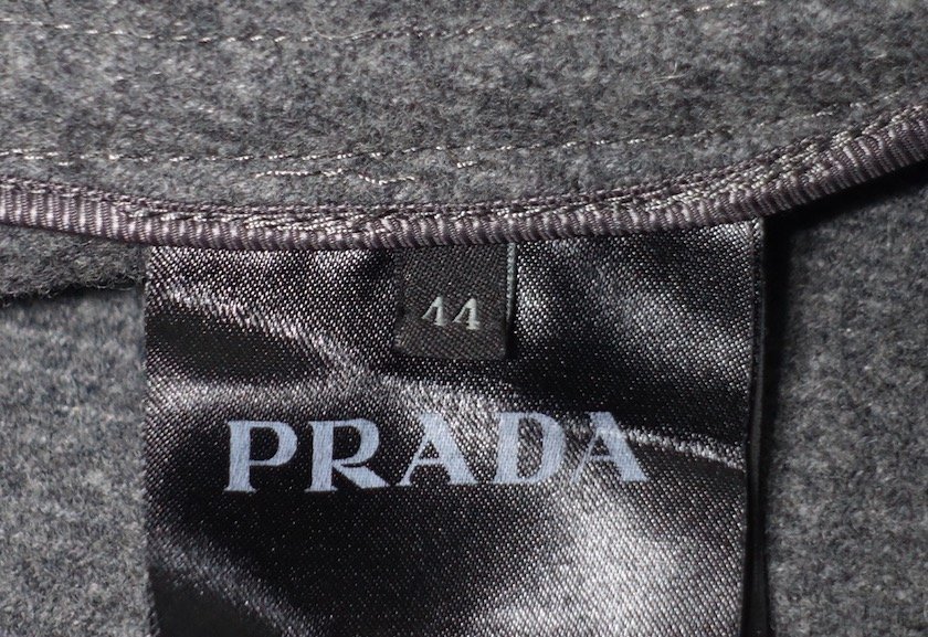 15AW 極美品 PRADA プラダ レザーディテール メルトン フーデッド ダッフルコート SGH609 ウール グレー メンズ 44 アウター_画像4