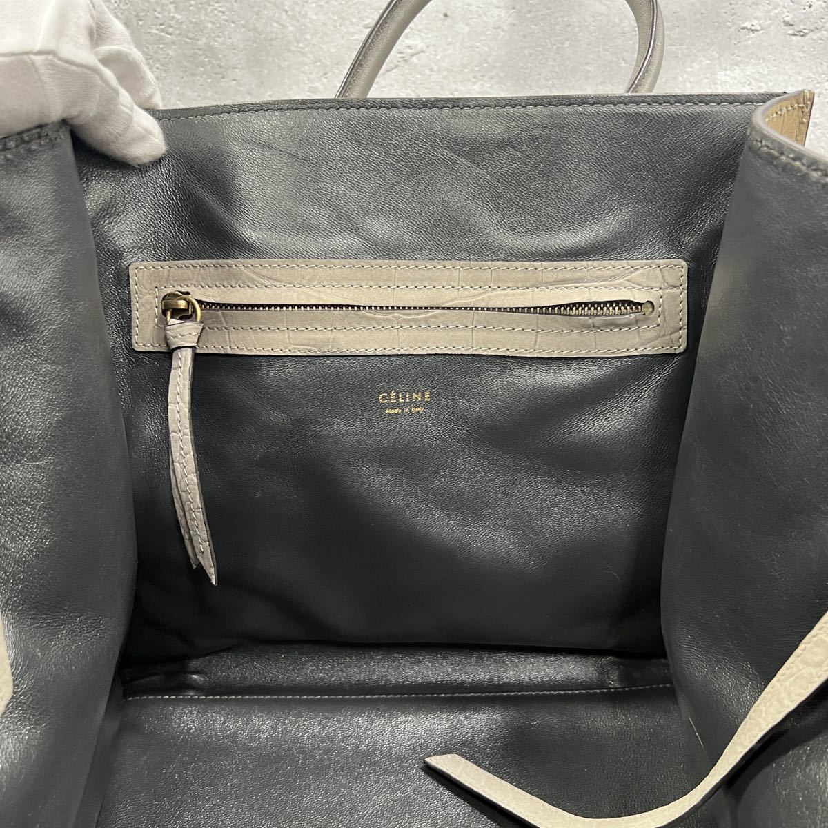 CELINE セリーヌ ラゲージファントム クロコ型押し レザー