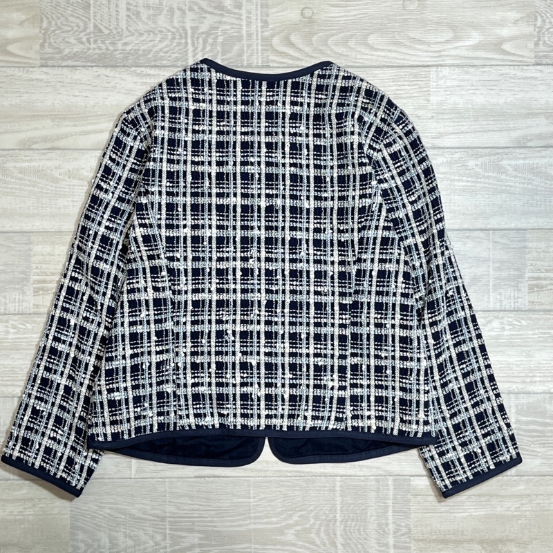 Demi-Luxe BEAMS/te milk s Beams / tweed woven total pattern check piping no color jacket / business / formal / hook type 