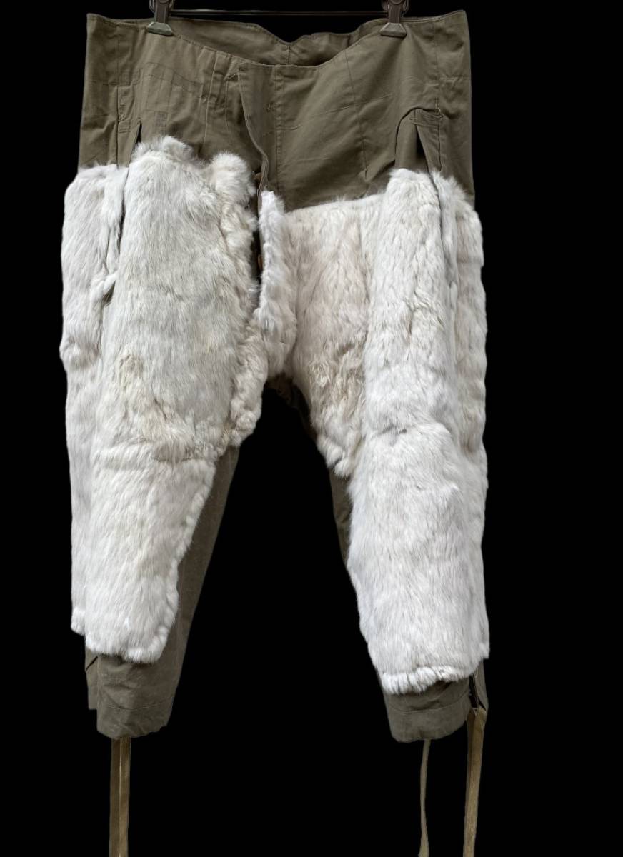 貴重 旧日本軍 冬衣 防寒 袴衣 パンツ 羊革 兎革 中號 昭和十五年製