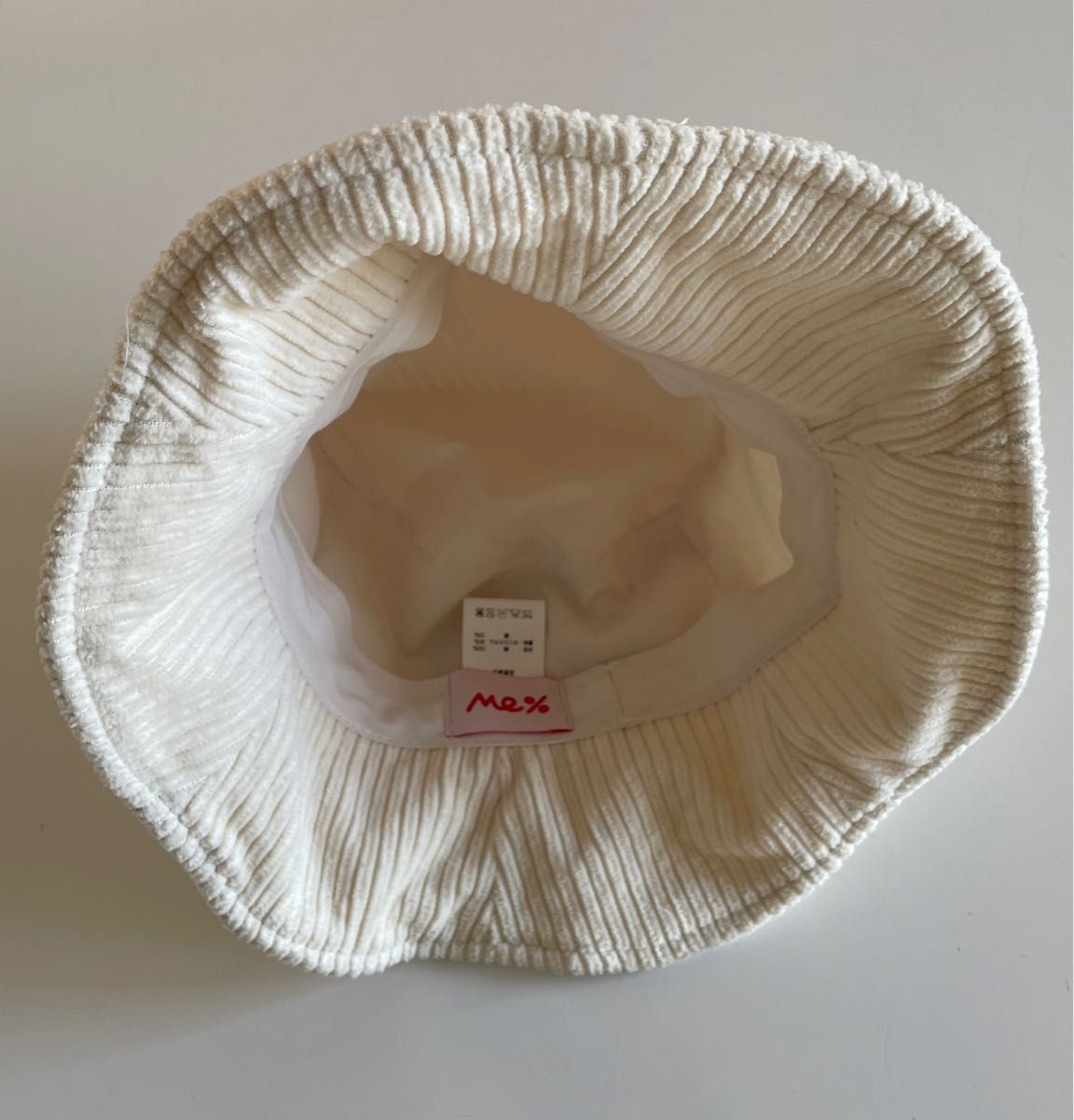 白バケットハット　レディース　コーデュロイ生地　女性帽子