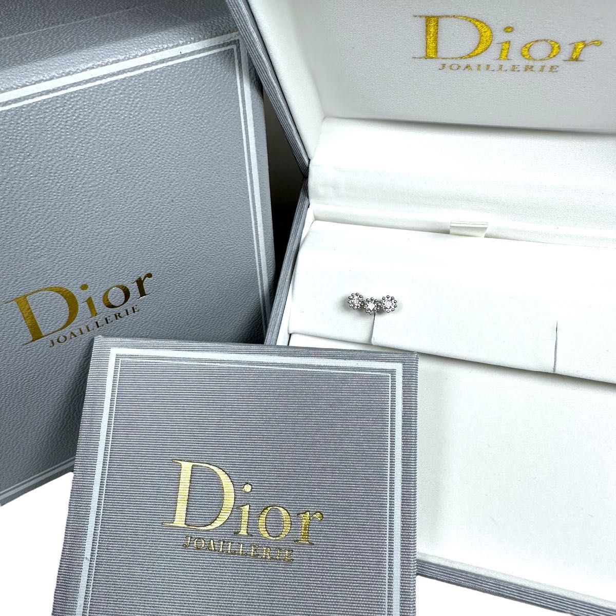 【超美品】DIOR ミミローズ ピアス WG 18k ダイヤ 0.13ct