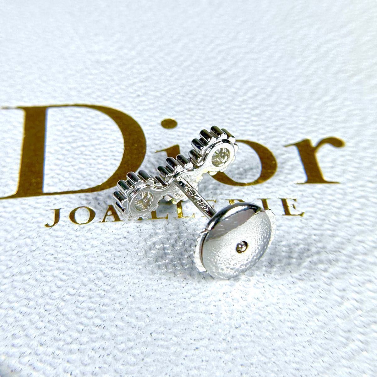 【超美品】DIOR ミミローズ ピアス WG 18k ダイヤ 0.13ct