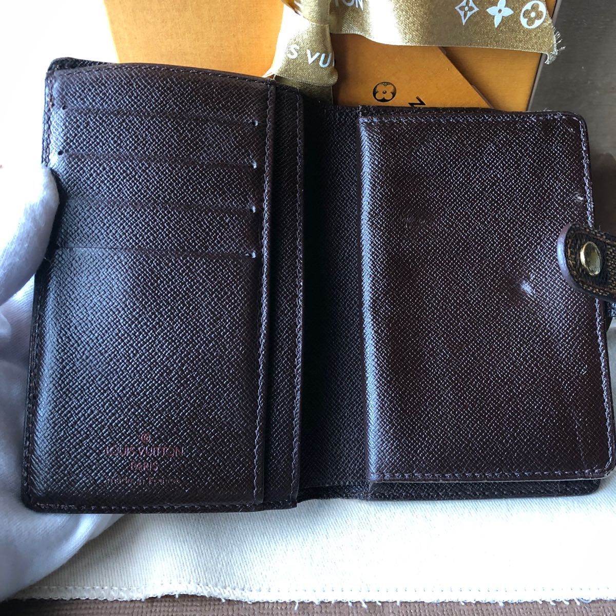 廃盤 ルイヴィトン ダミエ ヴィエノワ がま口 金具 コンパクト 折り財布 4