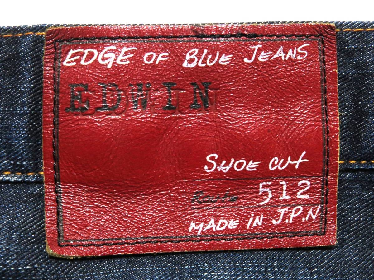  сделано в Японии EDWIN Edwin стрейч Denim 512 SHOECUT размер 29(W полный размер примерно 81cm) * полный размер W32 соответствует ( номер лота 857)
