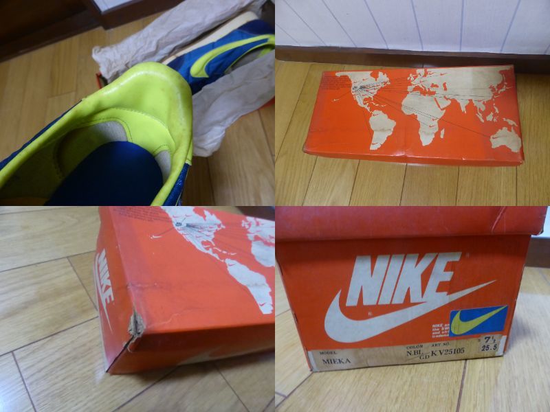  чудесный неиспользуемый товар *NIKE* Nike MIEKA сделано в Японии синий × желтый orange swoshu Vintage спортивные туфли с коробкой *