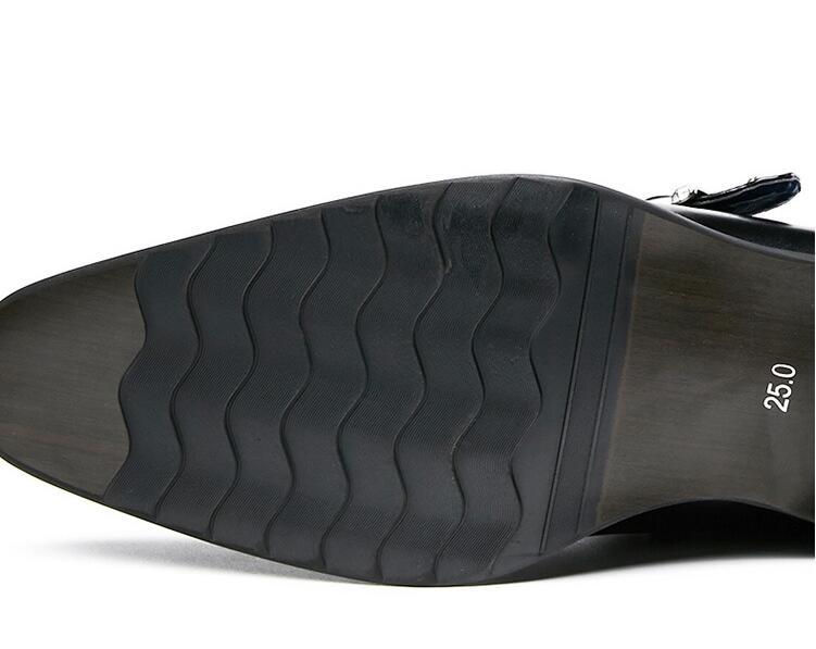 ビジネスシューズ 新品 メンズ レザーシューズ 牛革 モンクストラップ 紳士靴 5cmシークレット 本革 フォーマル 革靴 二色 ブラウン 25.0cm_画像10