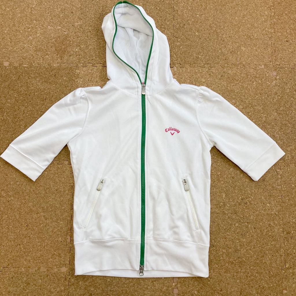callaway キャロウェイ ゴルフウェア パーカー 半袖 五分袖 GOLF golf ゴルフ Mサイズ レディース 白 ジップアップパーカー