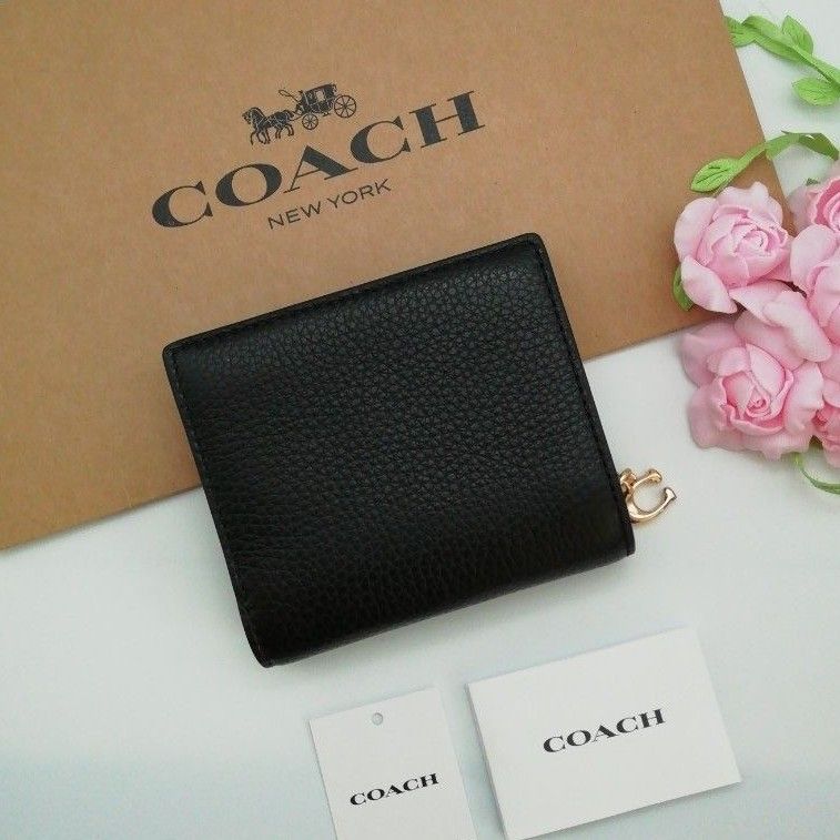 COACH コーチ 折り財布 カラー ブラック 正規品 レディース