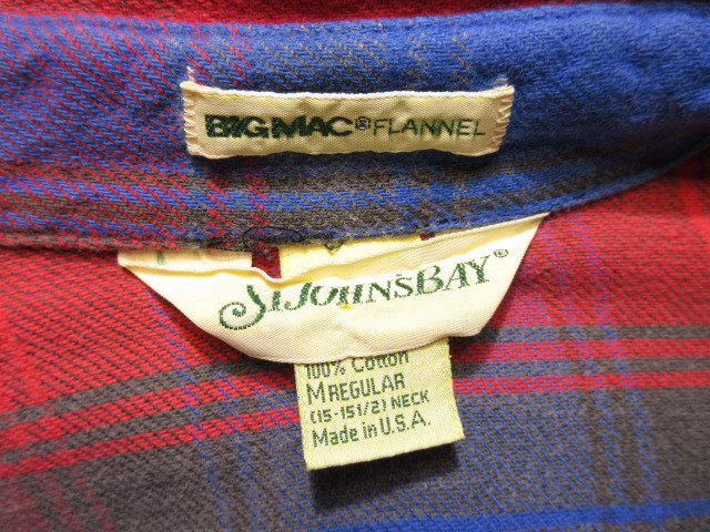 USA製 ST.JOHNSBAY BIG MAC JCPenney サイズM セントジョーンズベイ ビッグマック ヘビーネルシャツ ヘビーウェイト ビンテージ 80年代 90s_画像9
