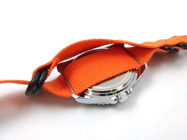 ナイロン製ミリタリーストラップ 腕時計布ベルト natoタイプ オレンジXブラック 22mm_画像4