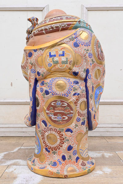EB29 大型サイズ 重い 九谷焼 金彩色絵布袋像置物 高60.5cm 重さ約14kg