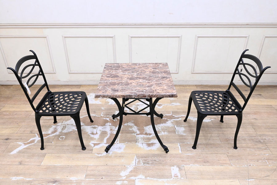 HB04 unused exhibition goods G-STYLE gardening set dining set 3 point set marble style dining table table chair chair 