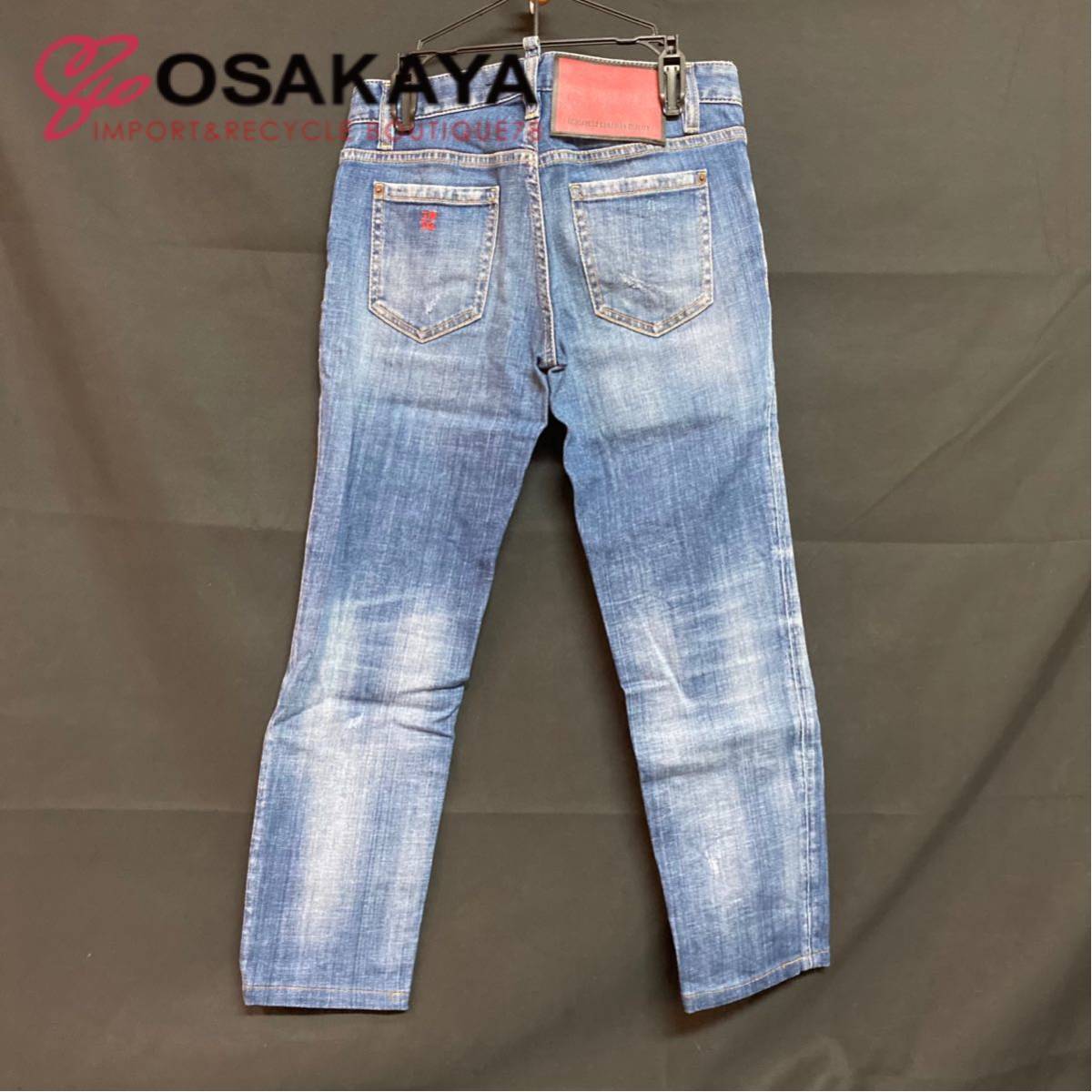 中古良品 DSQUARED2 アイラブ デニム ダメージ加工 S75LB0323 レディース 36 インディゴブルー レッド ディースクエアード ジーンズ_画像8