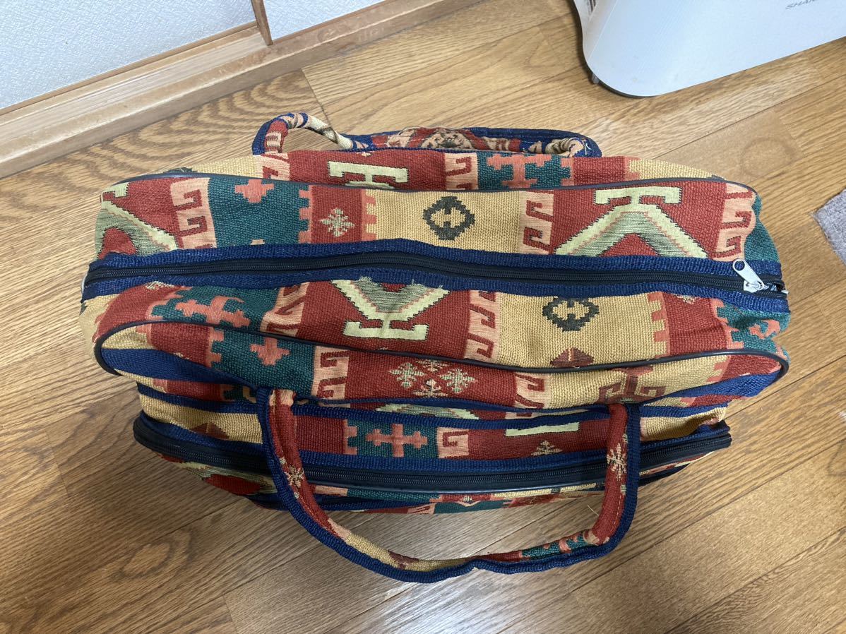 トルコのキリムのカバン　バッグ　幅47cm-高さ32cmほど　織物　旅行カバン　鞄_画像5