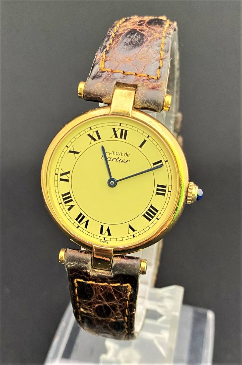 9010】Cartier カルティエ VERMEIL ヴェルメイユ ARGENT 925 腕時計