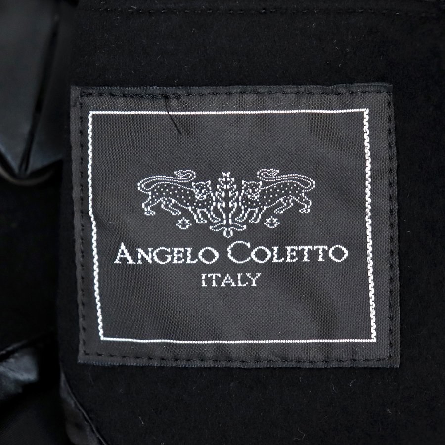 美品 日本製 高級仕立 ANGELO COLETTO アンジェロコレット TIELLE社 イタリア産 カシミヤ100％ ステンカラーコート 黒 100BE6 JP:XL ロング_画像7
