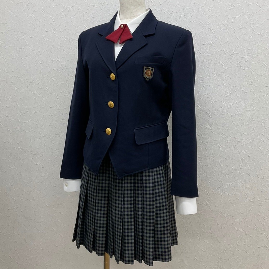 US654-2(中古)長野県 長野商業高校 4点セット /旧制服/M/L/W64/HANAEMORI/ブレザー/ブラウス/スカート/リボン/冬服/制服/女子学生/卒業生品の画像1