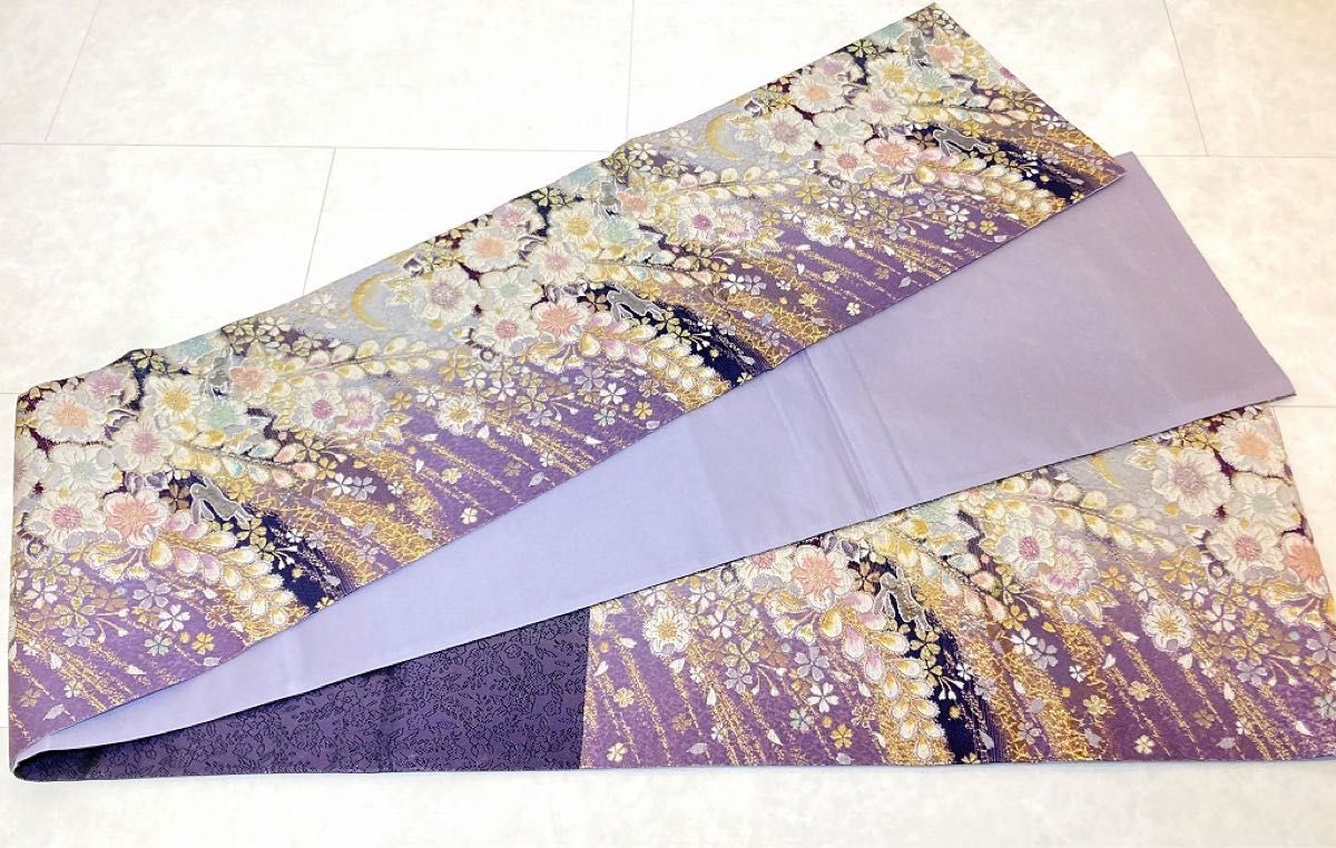 高評価の贈り物 未使用 辻が花 やまと誂製 うさぎ 唐織り 金糸 袋帯 紫