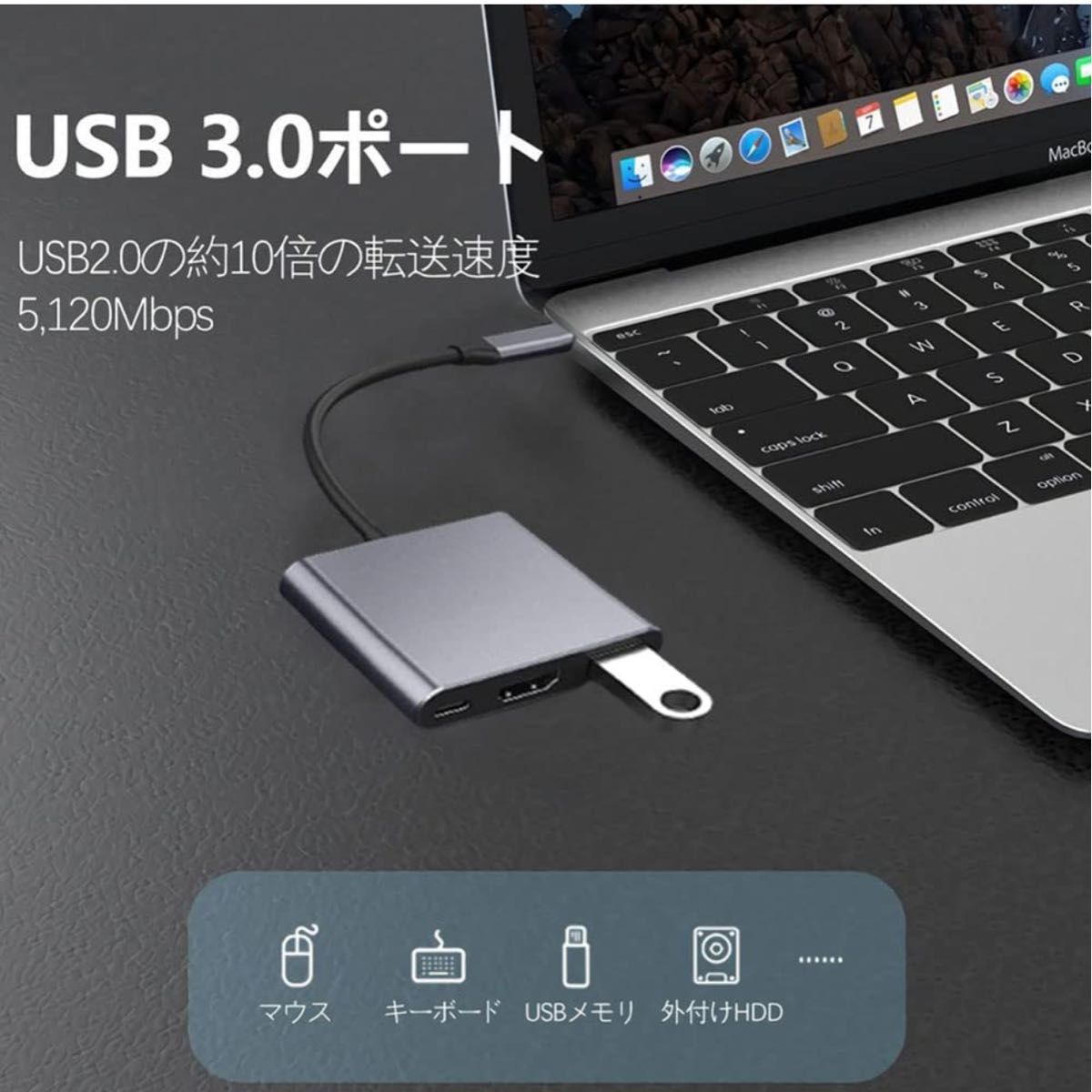 USB Type C HDMI 3-in-1アダプタ HDMIポート