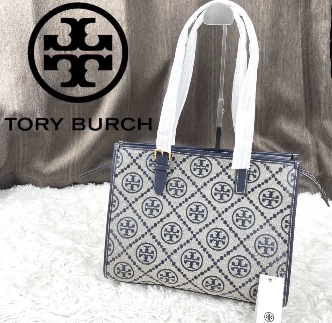 レア！ 新品♪TORY BURCH モノグラムジャガードミニトート ヘーゼル