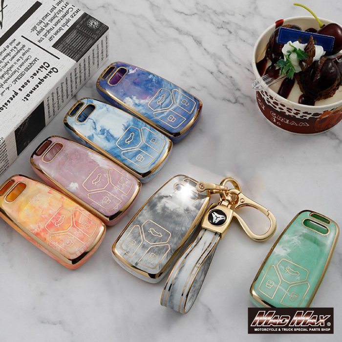  car supplies Audi Audi exclusive use marble style TYPE B TPU smart key case blue / present Father's day Mother's Day birthday [ mail service postage 200 jpy ]