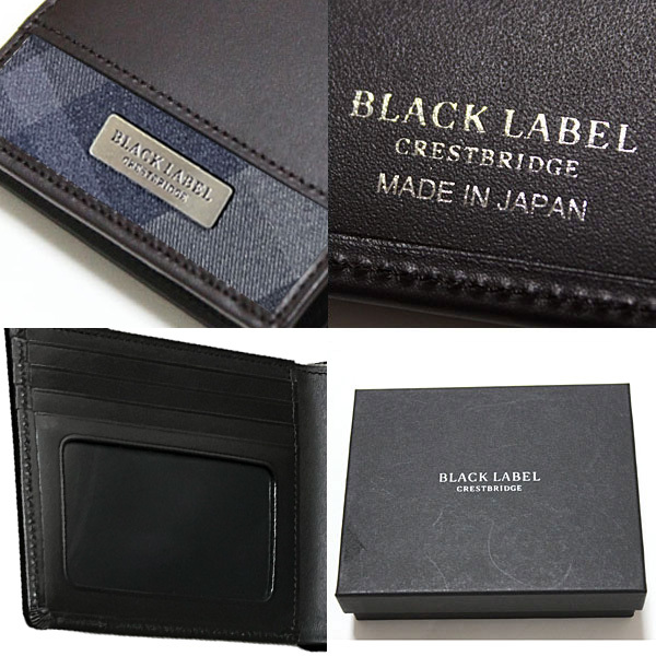 新品 BLACK LABEL CRESTBRIDGE キャッシュレス 日本製 レザー牛革 チェック 二つ折り財布 パスケース■ブラックレーベル クレストブリッジ_画像6