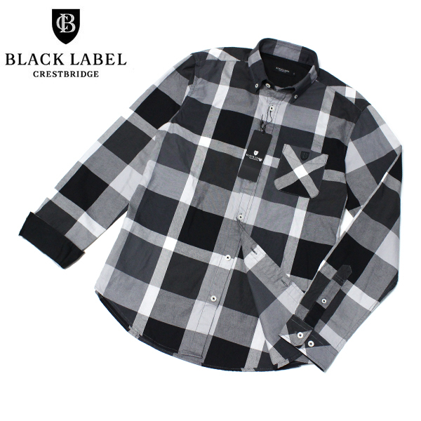 魅了 新品 CRESTBRIDGE LABEL M(2)□BLACK 黒灰 BD長袖シャツ