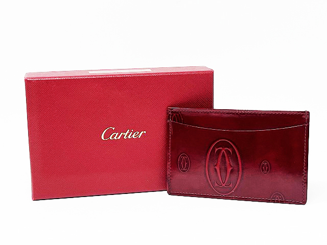 カルティエ ハッピーバースデー カードケース 名刺入れ パテントレザー ボルドー 美品 Cartier L3000781_画像10