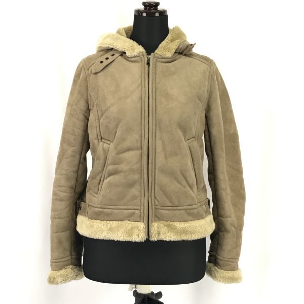 LOWRYS FARM★フェイクムートンジャケット/パーカー【Women's size-L/ベージュ/Beige】Coats/Jackets/Jumpers◆BH249_画像1