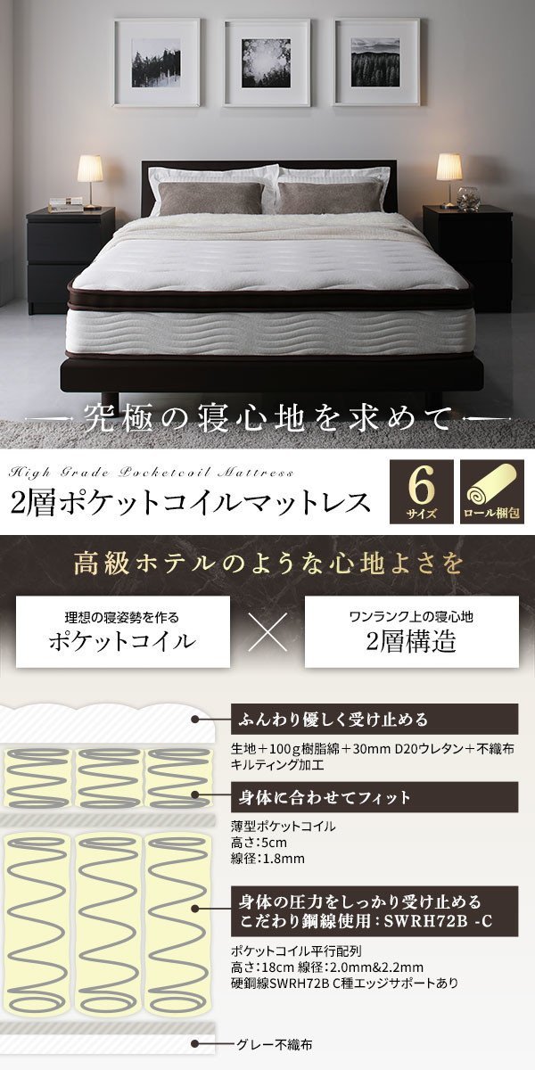 春夏秋冬おさんぽシリーズ E マットレス シングルサイズ /2層
