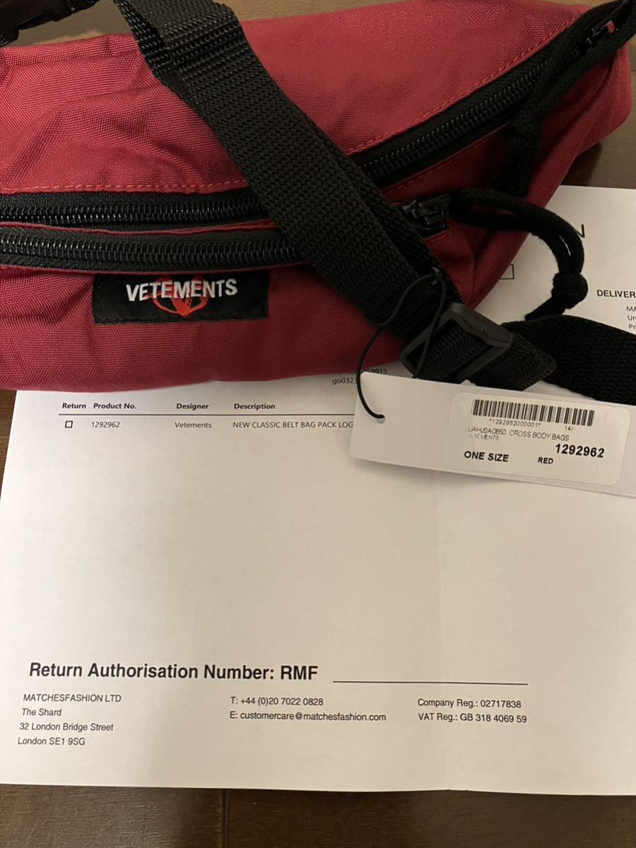VETEMENTS BODYBAG 赤 ヴェトモン ウエストポーチ バッグ デムナ