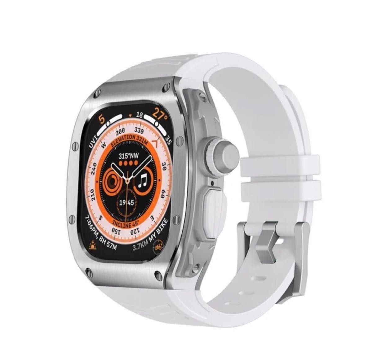 ホワイトブラウン アップルウォッチウルトラカバー49mm Apple Watch