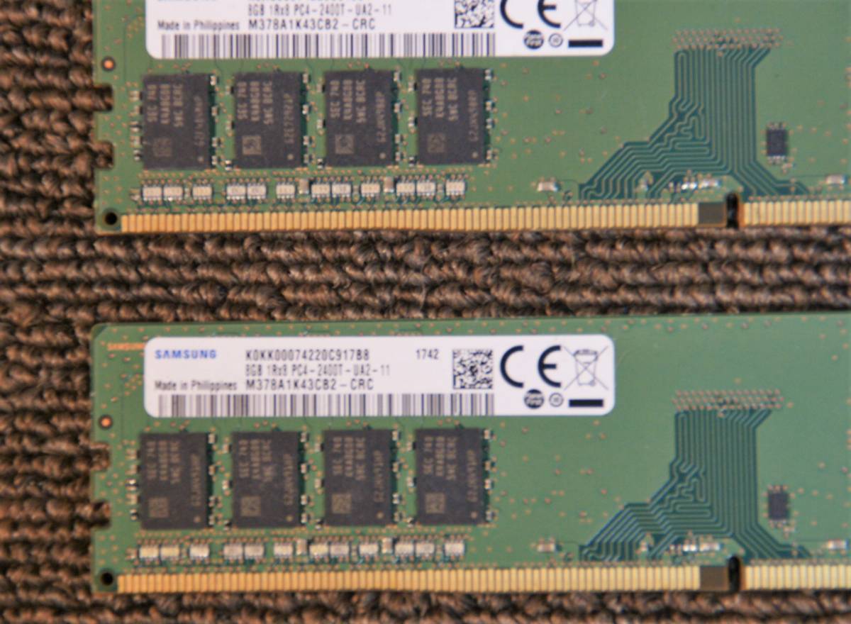 SAMSUNG M378A1K43CB2 DDR4 PC4-2400T 8GB × 2枚セット 16GB メモリ③_画像2