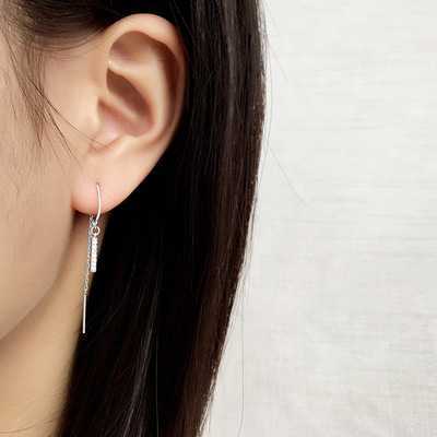  earrings pink gold chain earrings swaying earrings adult earrings pretty dressing up accessory height .. simple Korea [No.57]