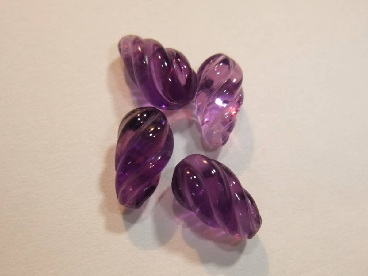 レア☆高品質アメジストamethystツイスト 7.55ct 片穴宝飾用 特注シェイプルース　5　カラーストーン半貴石☆天然石色々まとめて同梱可能_画像1