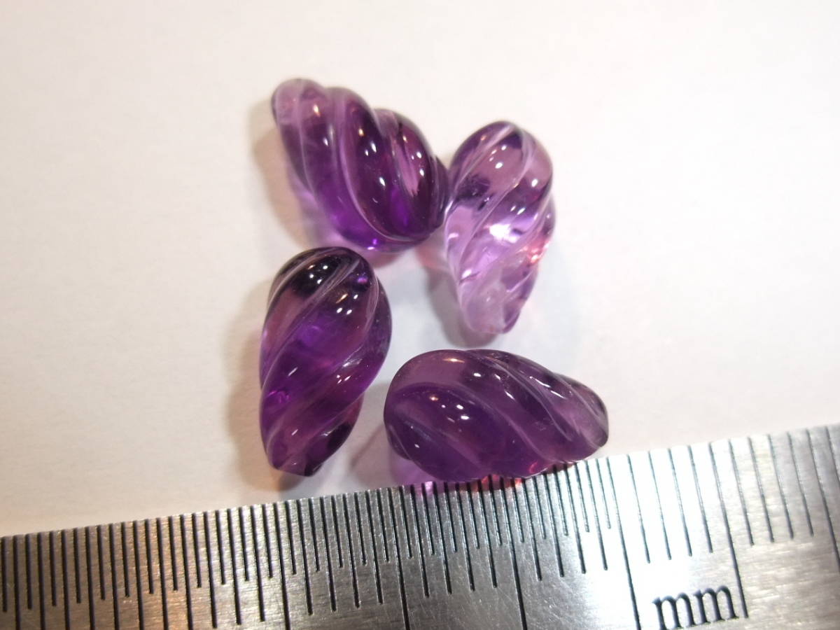 レア☆高品質アメジストamethystツイスト 7.55ct 片穴宝飾用 特注シェイプルース　5　カラーストーン半貴石☆天然石色々まとめて同梱可能_画像2