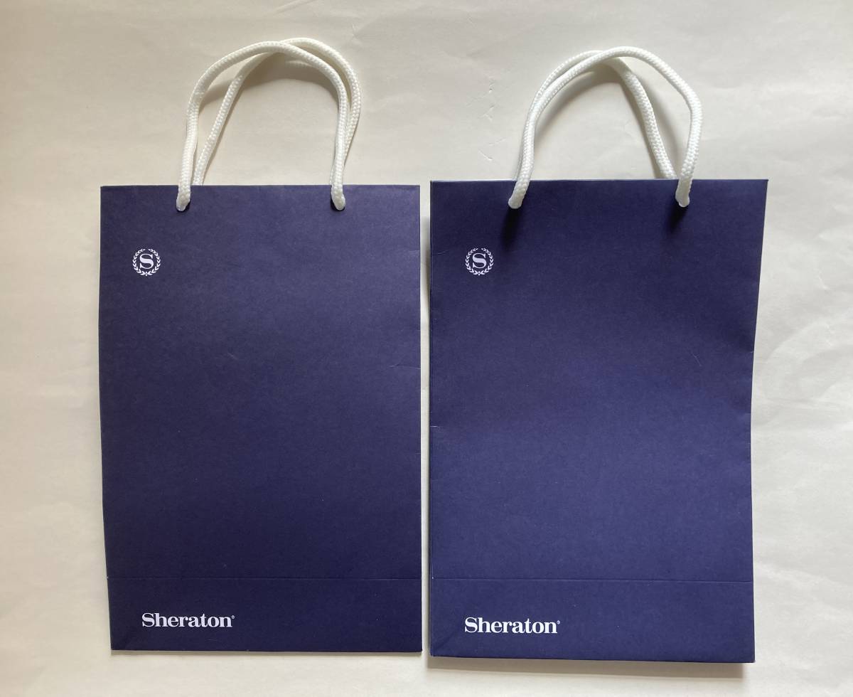 [ new goods, unused ] sierra ton hotel Sheraton Hotel paper bag navy blue color 18×26.5×9cm