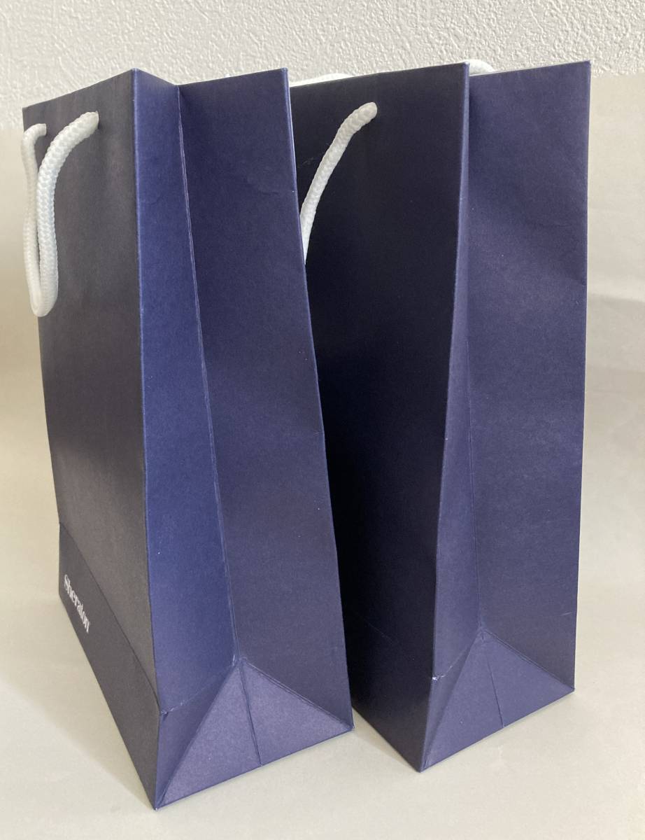 [ new goods, unused ] sierra ton hotel Sheraton Hotel paper bag navy blue color 18×26.5×9cm