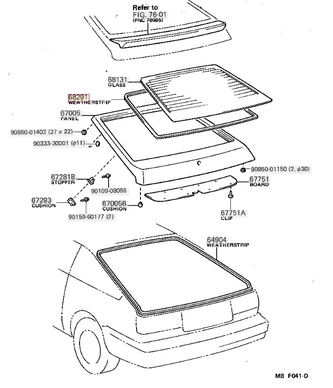 55【新品未使用】 トヨタ AE86 純正 バックドアガラス　ウエザーストリップ_画像2