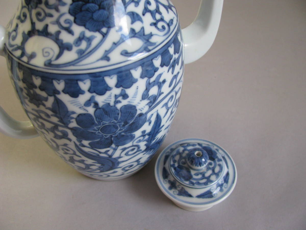 煎茶道具 茶道具 平安 春峰 水注 水次 急須 京焼 藍染付花唐草文様 品
